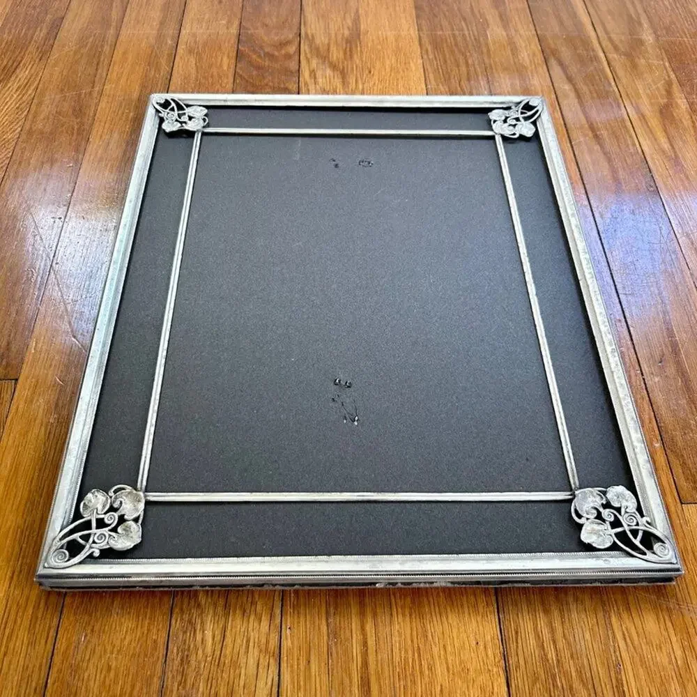 Vintage Silver Plated Repousse Picture Frame NO GLASS with Black & White Photo